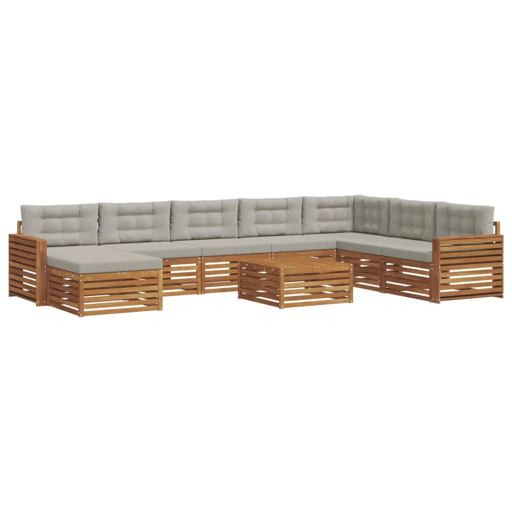 Set di divani da esterno 9 pcs Grigio Naturale e Chiaro 3373986