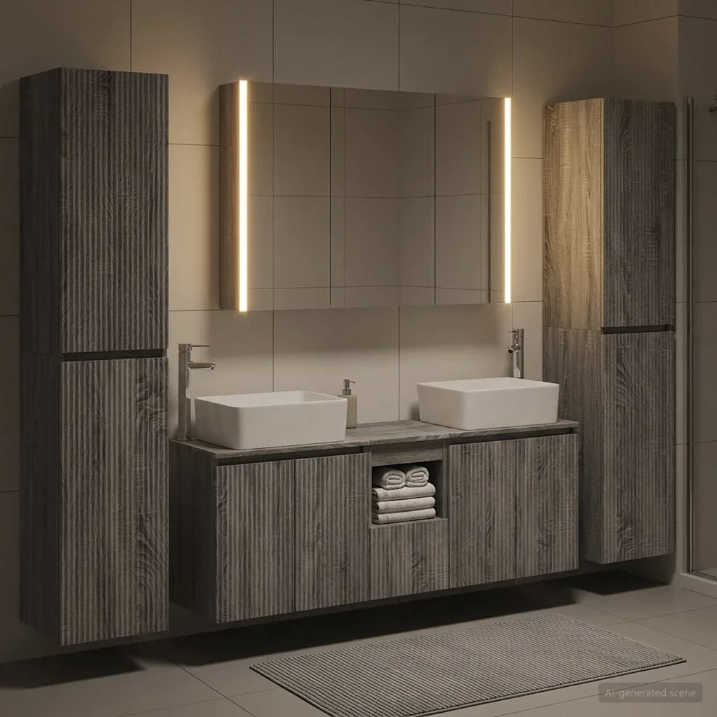 Set di mobili per il bagno 6 pz Sonoma grigio 3407236