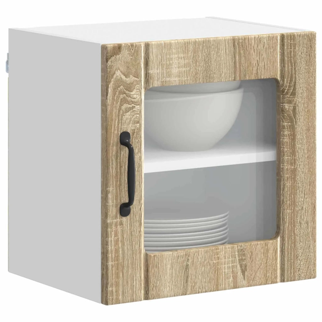 Pensile da cucina | Mobile in vetro da parete LUCCA 2 pz Rovere Sonoma