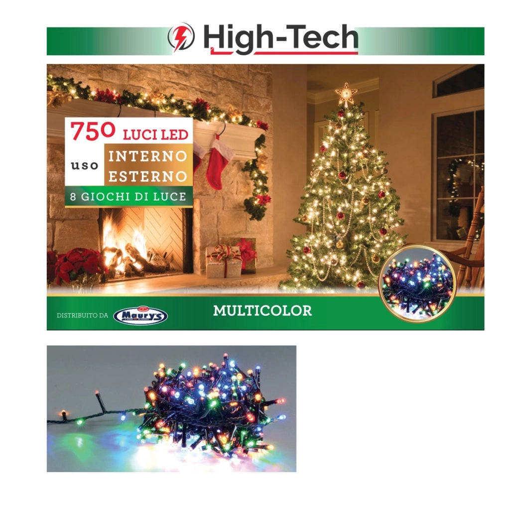 HIGH-TECH LUCI DI NATALE 750 LED MULTICOLOR USO INTERNO ESTERNO GIOCHI DI LUCE