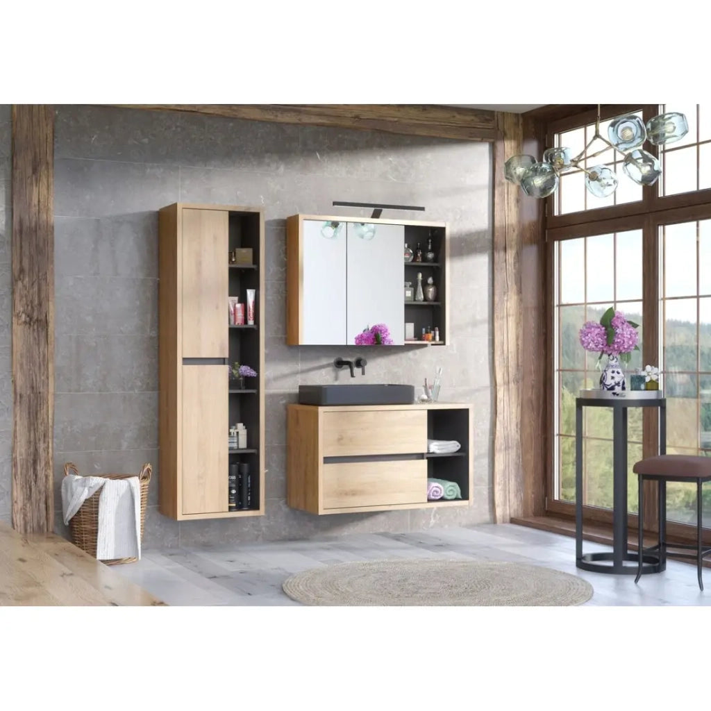 Set da bagno MATT: mobile sottolavabo 100cm + lavabo da appoggio nero