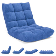 Sedia imbottita da pavimento regolabile in 14 posizioni, Poltrona da pavimento 105x56x15cm Blu-Divani da terra