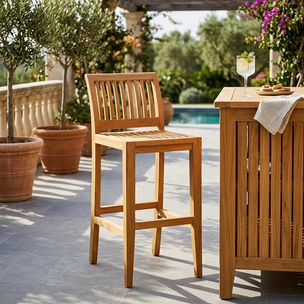 Sgabello alto da esterno in Legno Teak - Tabouret