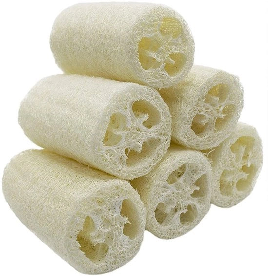 Scrubber per la pelle naturale - 6 pezzi - 10 cm - Prolungamento della durata - Spongia per la doccia