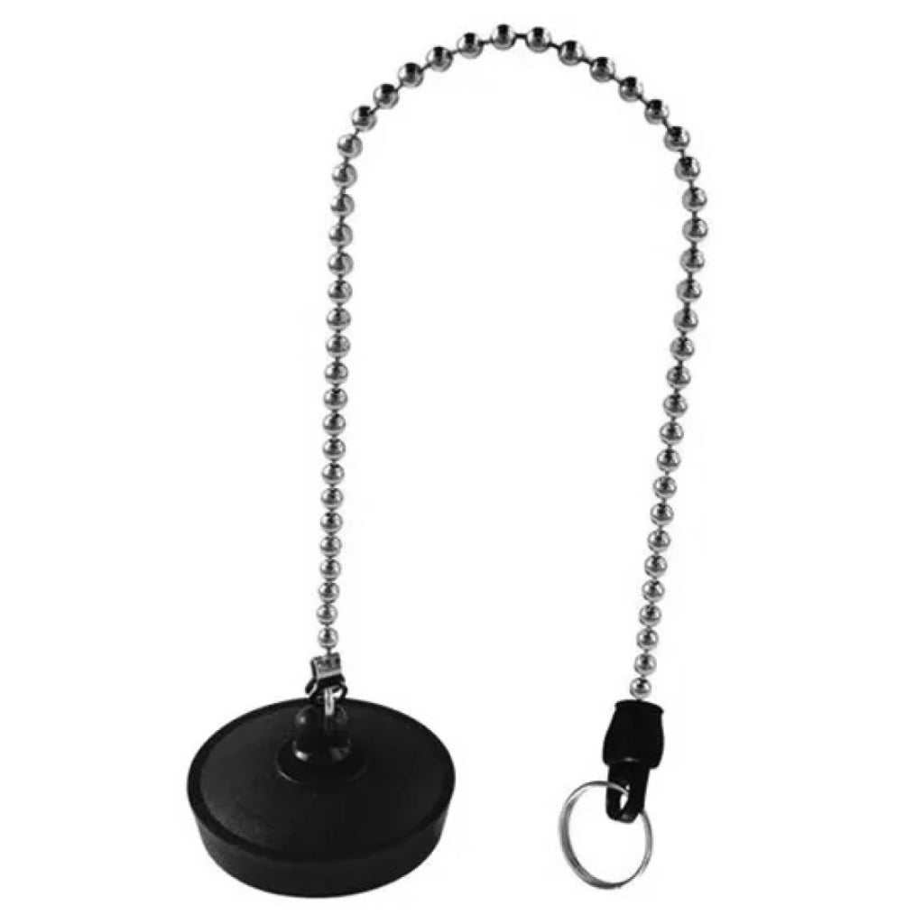 TAPPO IN GOMMA NERO CON CATENELLA ø47   Idroweb