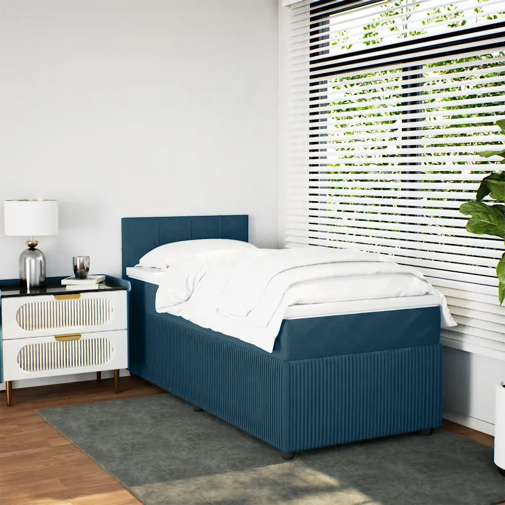 Giroletto a Molle con Materasso Blu 90x190 cm in Velluto