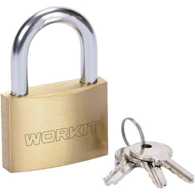 LUCCHETTO WORKIT - OTTONE ARCO CROMATO CHIAVI 3 MM 40- 6 pezzi