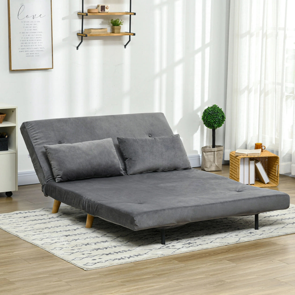 Divano letto ¨C Minimal ¨C grigio, velluto, 130x78x79 cm