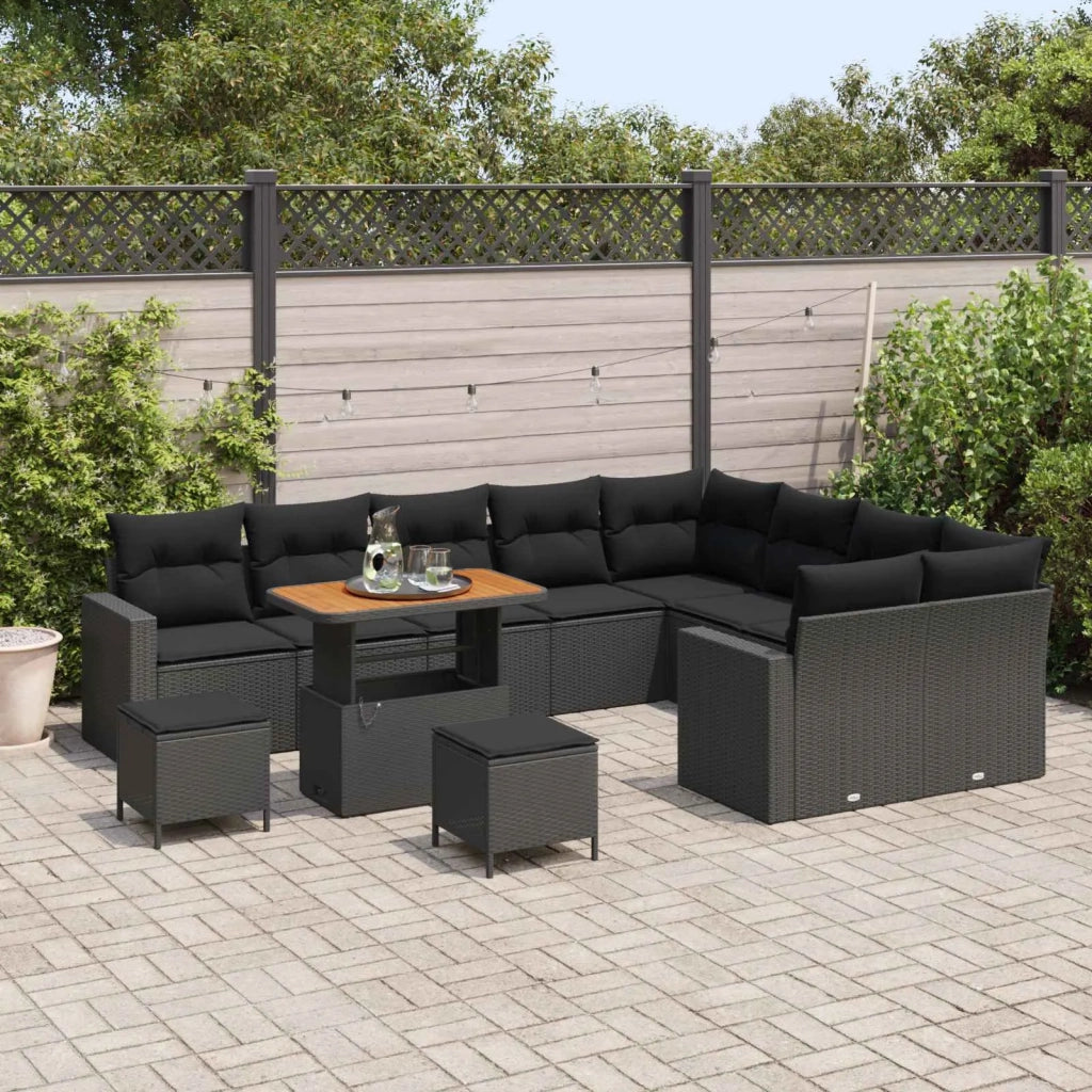 Set Divano da Giardino 12 pcs Nero polyrattan 3361654