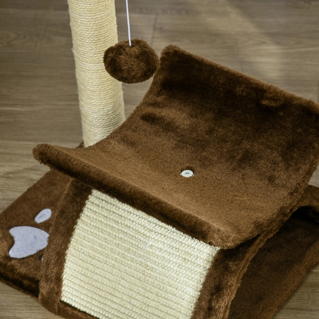 Tiragraffi per Gatti Albero con Cuccia e Palline ¨C Minimal ¨C Naturale 43cm