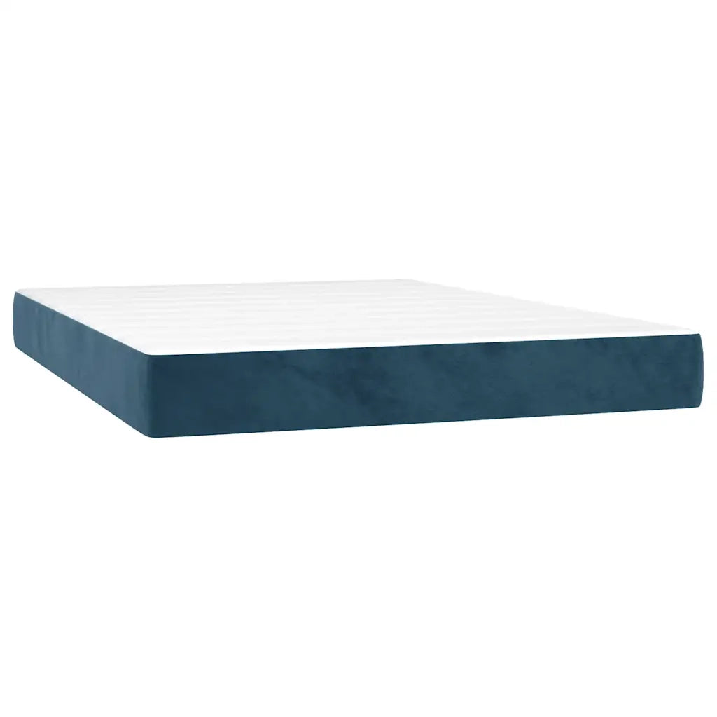Letto a Molle con Materasso e LED Blu Scuro 140x200 cm 3136009