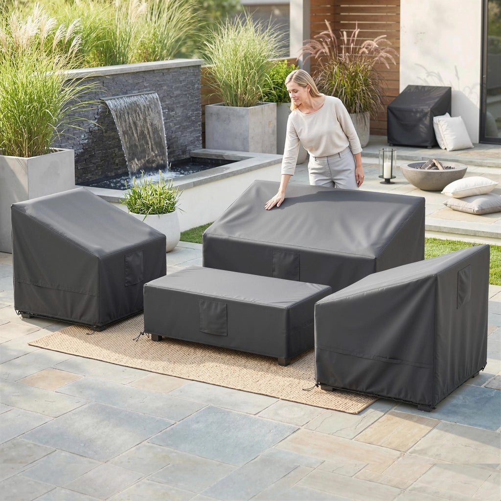 Coperture Impermeabili per Mobili da Giardino ¨C Xylo ¨C Set 4 Pezzi Nero