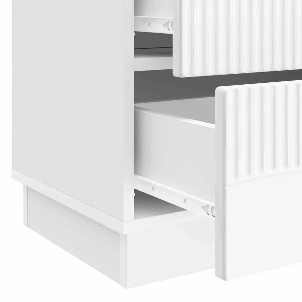 Comodino | Armadio da Notte | Mobiletto da notte con cassetto Bianco Lucido 62 x 34,5 x 44,5 cm