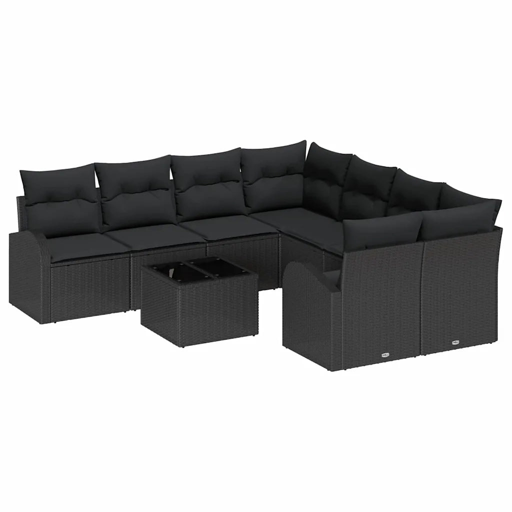 Set Divano da Giardino Nero 55 x 55 x 37 cm polyrattan