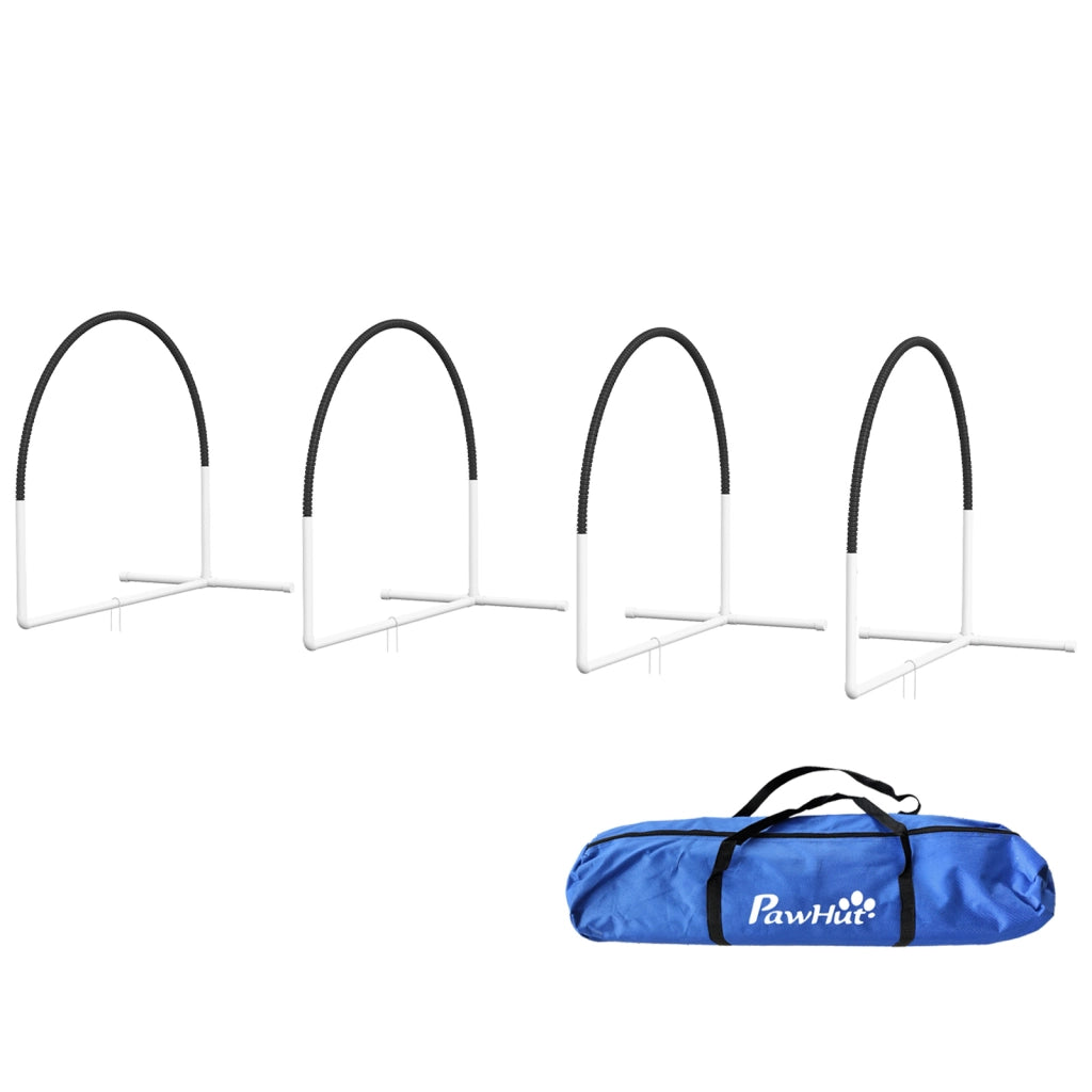 Set Agility per Cani 4 Pezzi ¨C Xylo ¨C con Picchetti e Borsa, 89x69x99 cm, Bianco e Nero