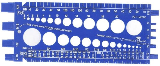 Misuratore di Spessore per Bucature Imperiali/Metriche - Apparecchio di Controllo del Filo - Supporto da Parete - Dati di Identificazione - Fori per Spiedi - Strumento Facile da Usare - Misuratore di Spessore