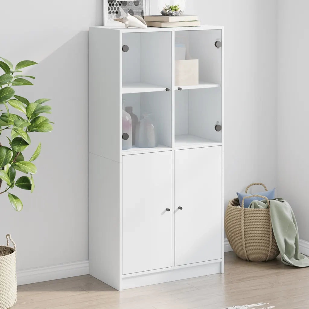 Credenza | Madia | Buffet da pranzo | Armadio da pranzo con Ante Bianca 68x37x142 cm Legno Multistrato