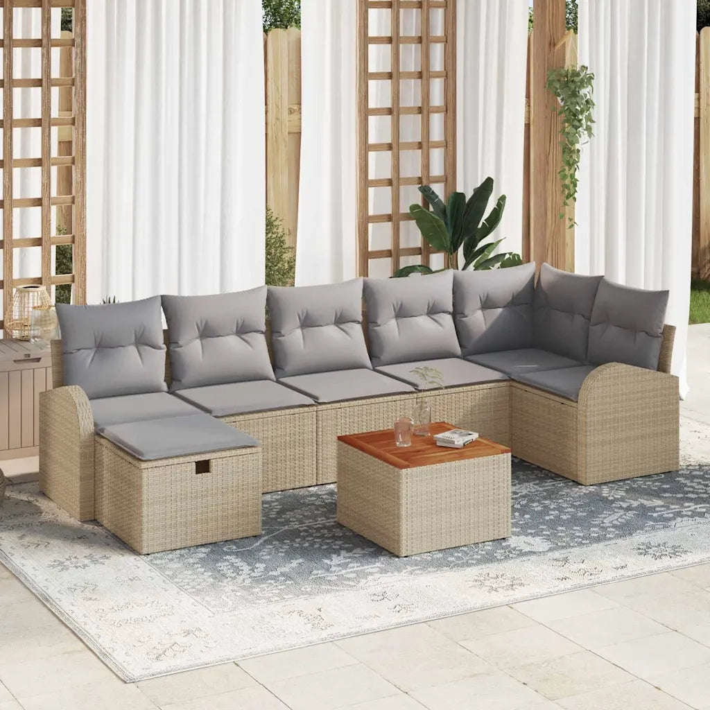 Set Divano da Giardino con cuscino 8 pcs Beige Poly Rattan 3360850