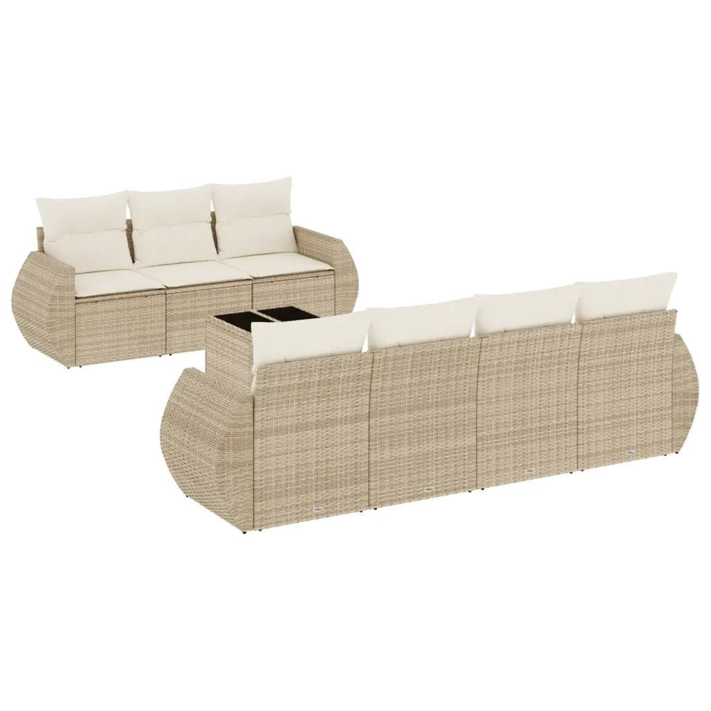 Set Divano da Giardino 8 pz con Cuscini Beige in Polyrattan 3221127