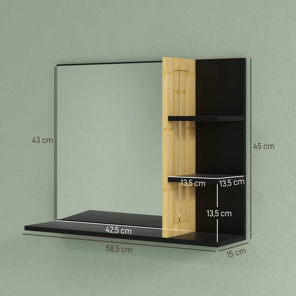 Specchio da bagno con ripiani ¨C Minimal ¨C legno di bamb¨´ 80x30x12