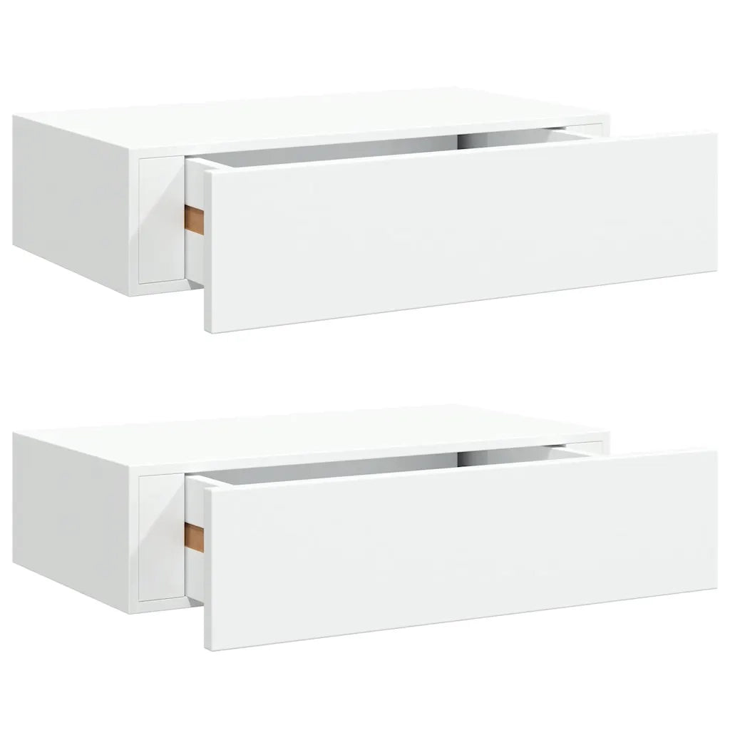 Scaffali con Cassetti da Parete 2 pz Bianchi 40x23,5x10 cm MDF 330242