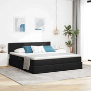 Letto con contenitore e LED con led Nero 180 x 200 cm Tessuto