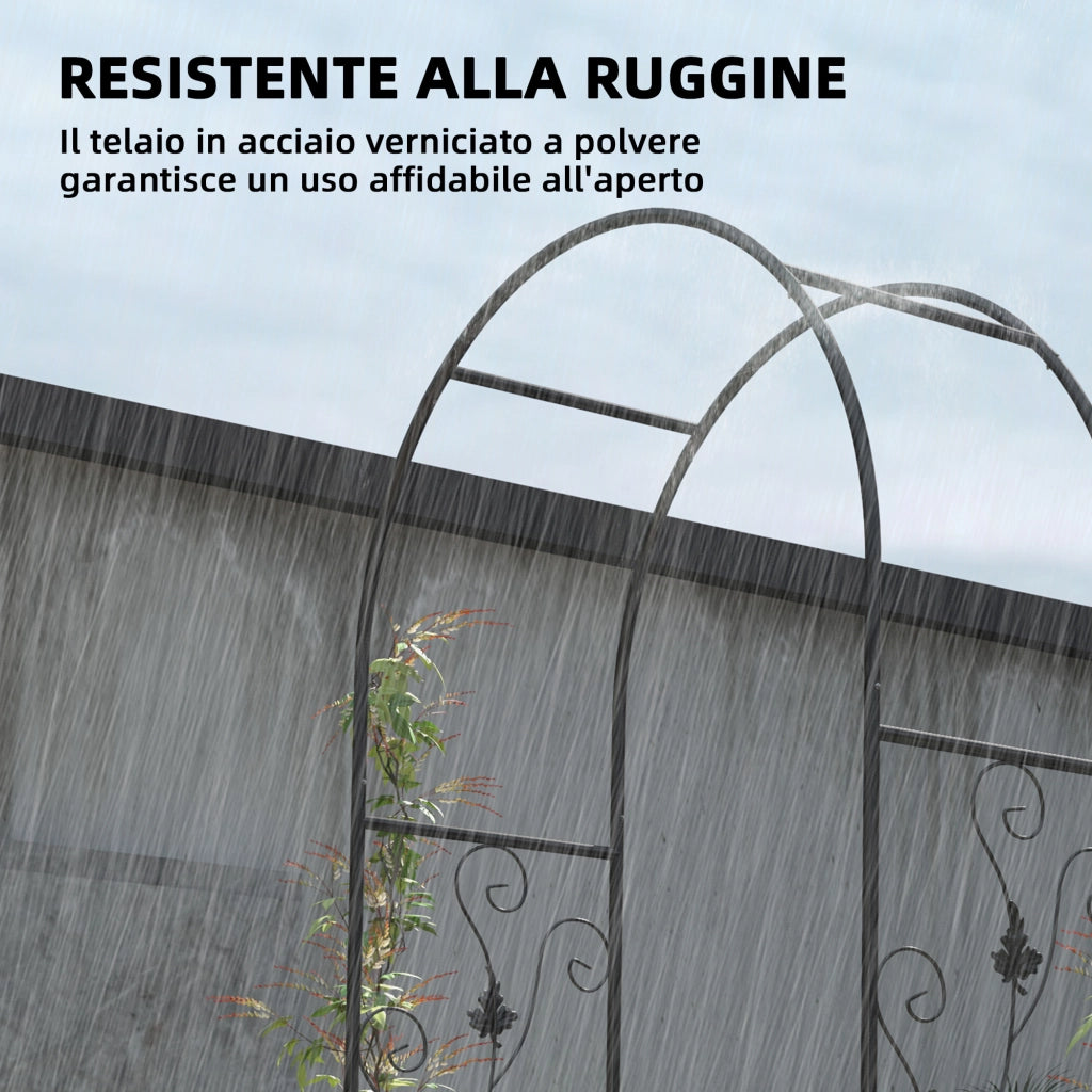 Arco da Giardino con Cancello ¨C Xylo ¨C Metallo Nero 2.2x1m