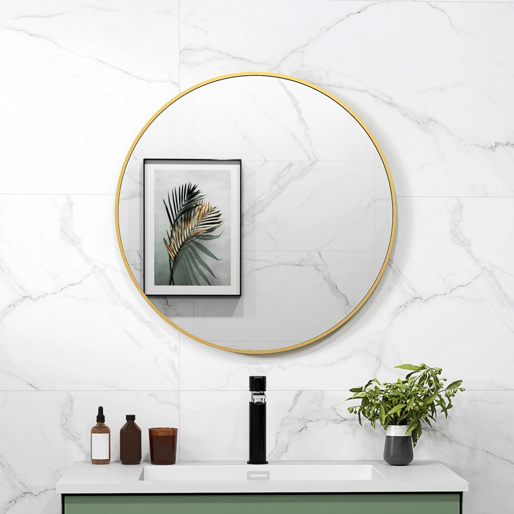 Specchio Bagno Rotondo con Cornice Oro ¨C zephmum ¨C 70x70 cm