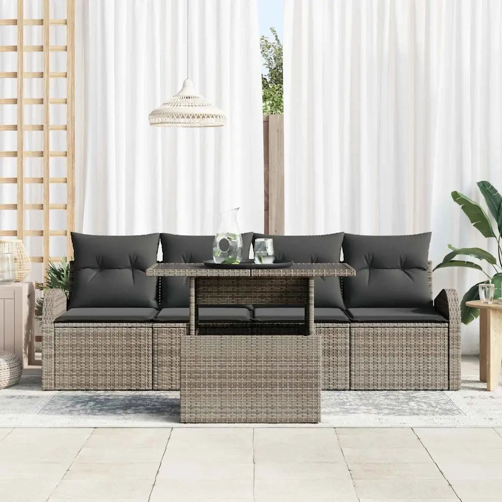 Set Divano da Giardino 5 pcs Grigio Rattan in Polipropilene 3357282