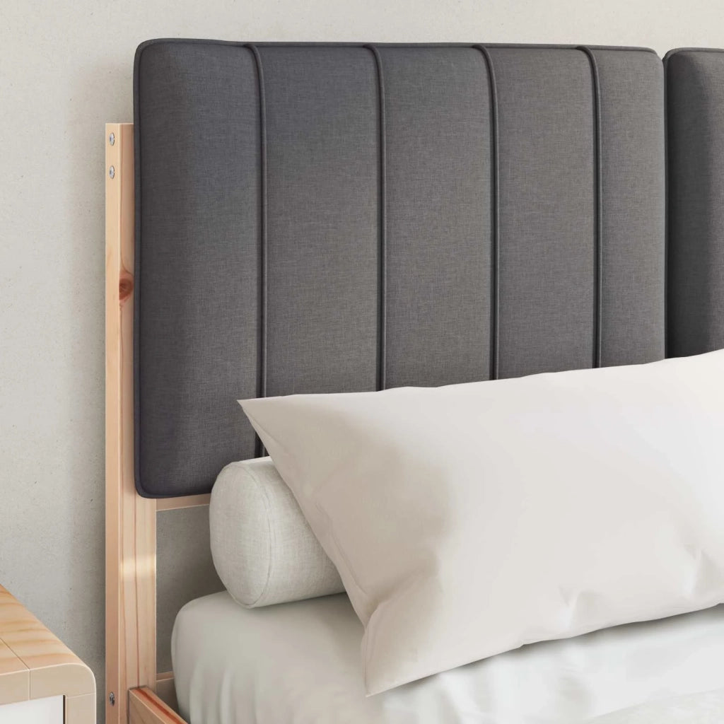 Letto con Testiera Rivestita Grigio Naturale e Scuro 878050