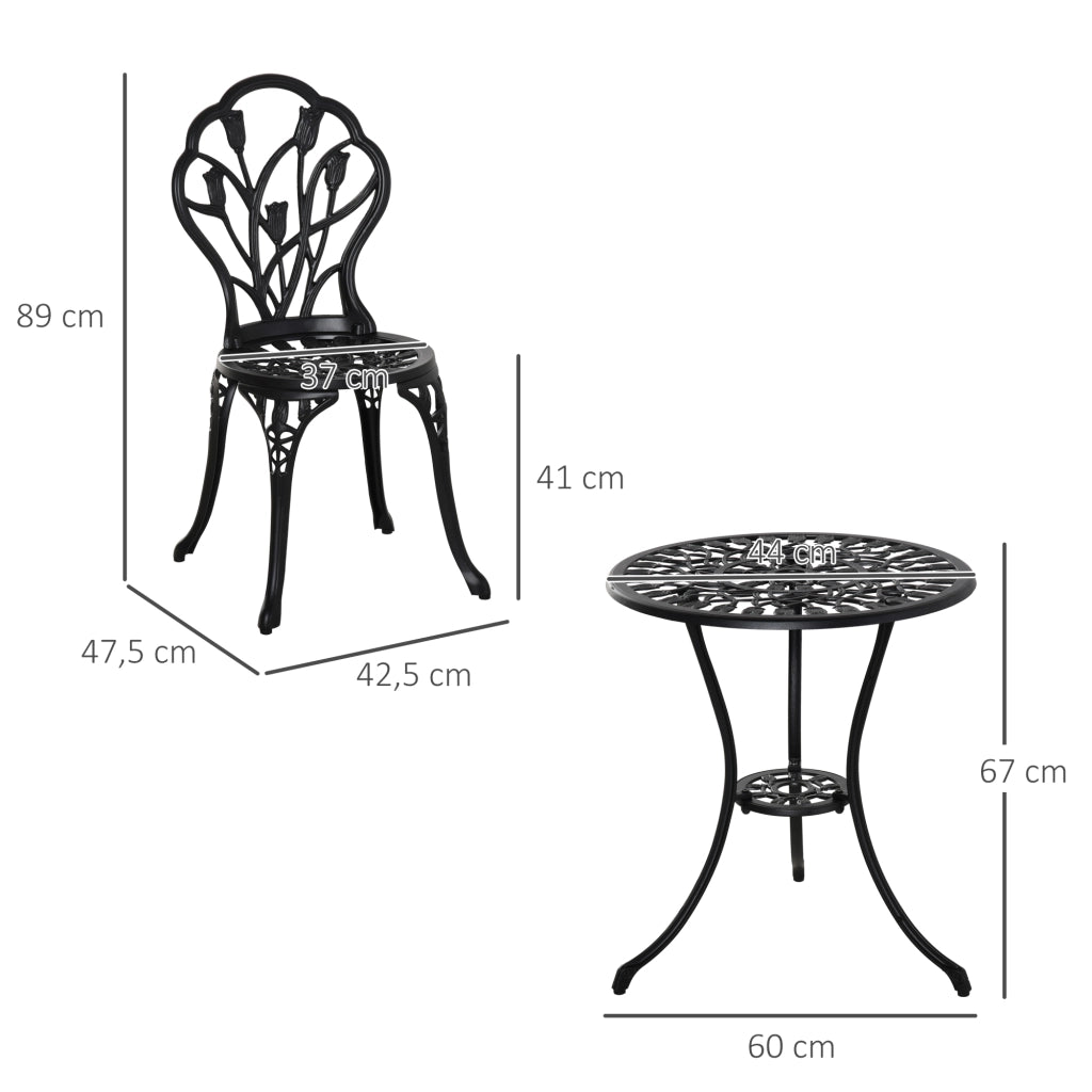 Set Tavolo da Pranzo con 2 Sedie ¨C Xylo ¨C Alluminio Nero per Balcone
