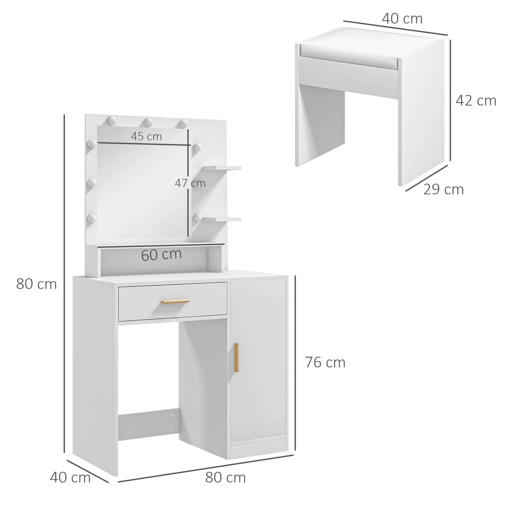Scrivania da trucco con specchio LED e cassetti ¨C Minimal ¨C Bianco