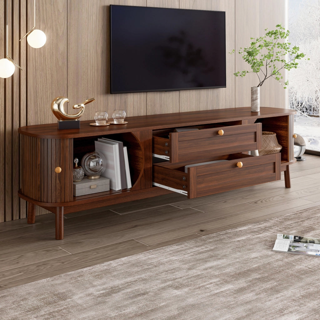 Cassettiera TV in MDF color noce lunghezza 170 cm