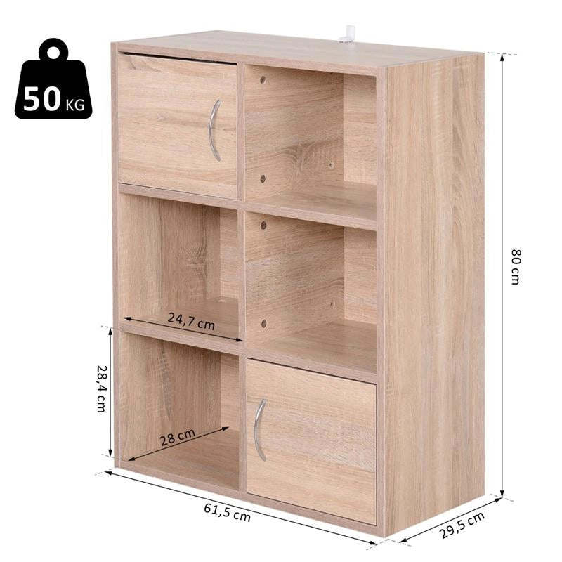 LIBRERIA SCAFFALE IN LEGNO A 3 RIPIANI CON 4 SCOMPARTIMENTI E 2 ANTE IN LEGNO
