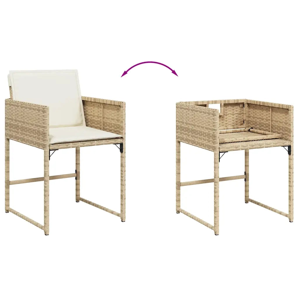 Set da Pranzo da Giardino 9 pz con Cuscini Beige in Polyrattan 3278145