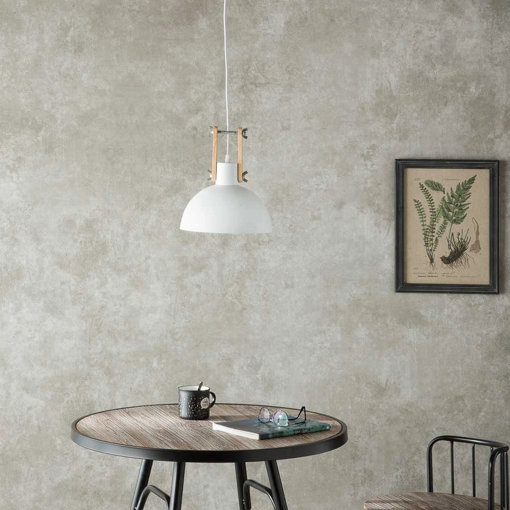 Plafoniera in legno bianco e metallo 25x25x32h