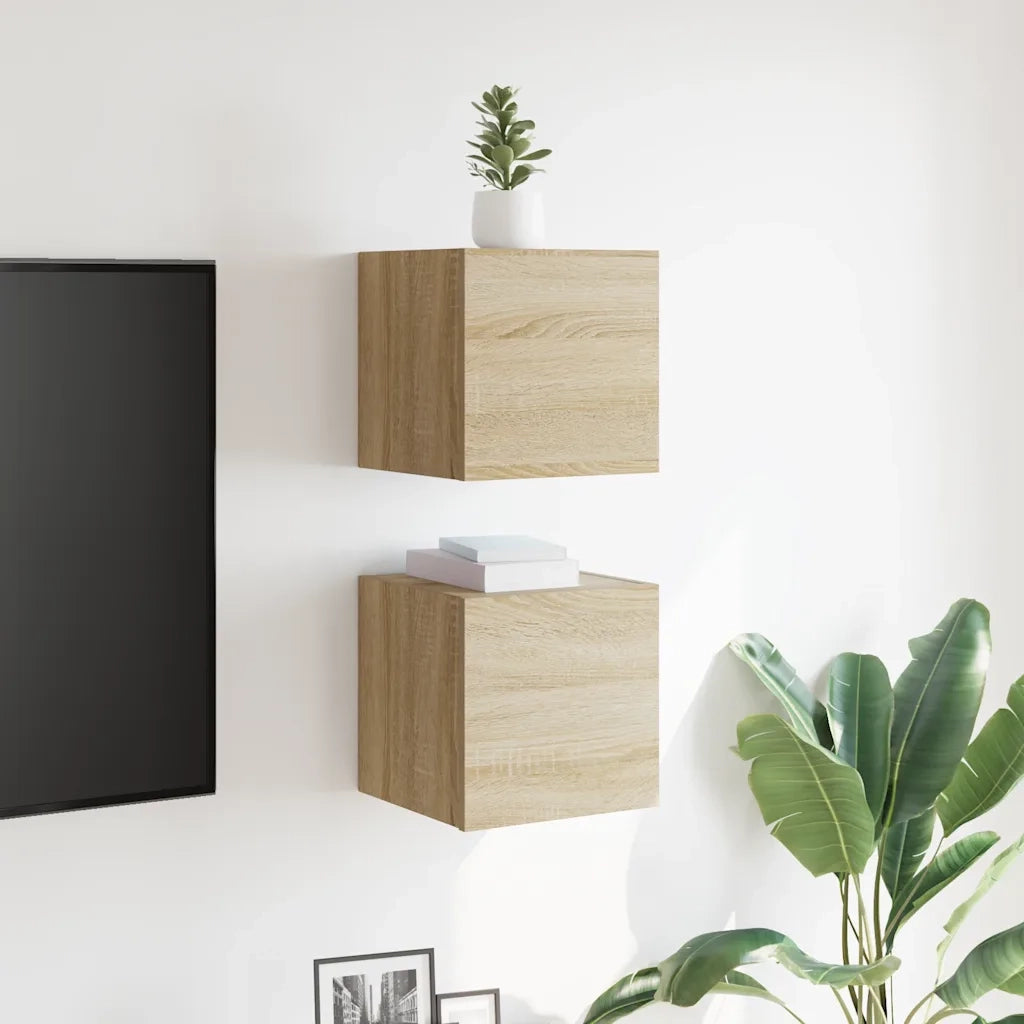 Mobili Porta TV a Parete 2pz | Armadietto TV | Mobile Porta TV Rovere Sonoma 30,5x30x30 cm