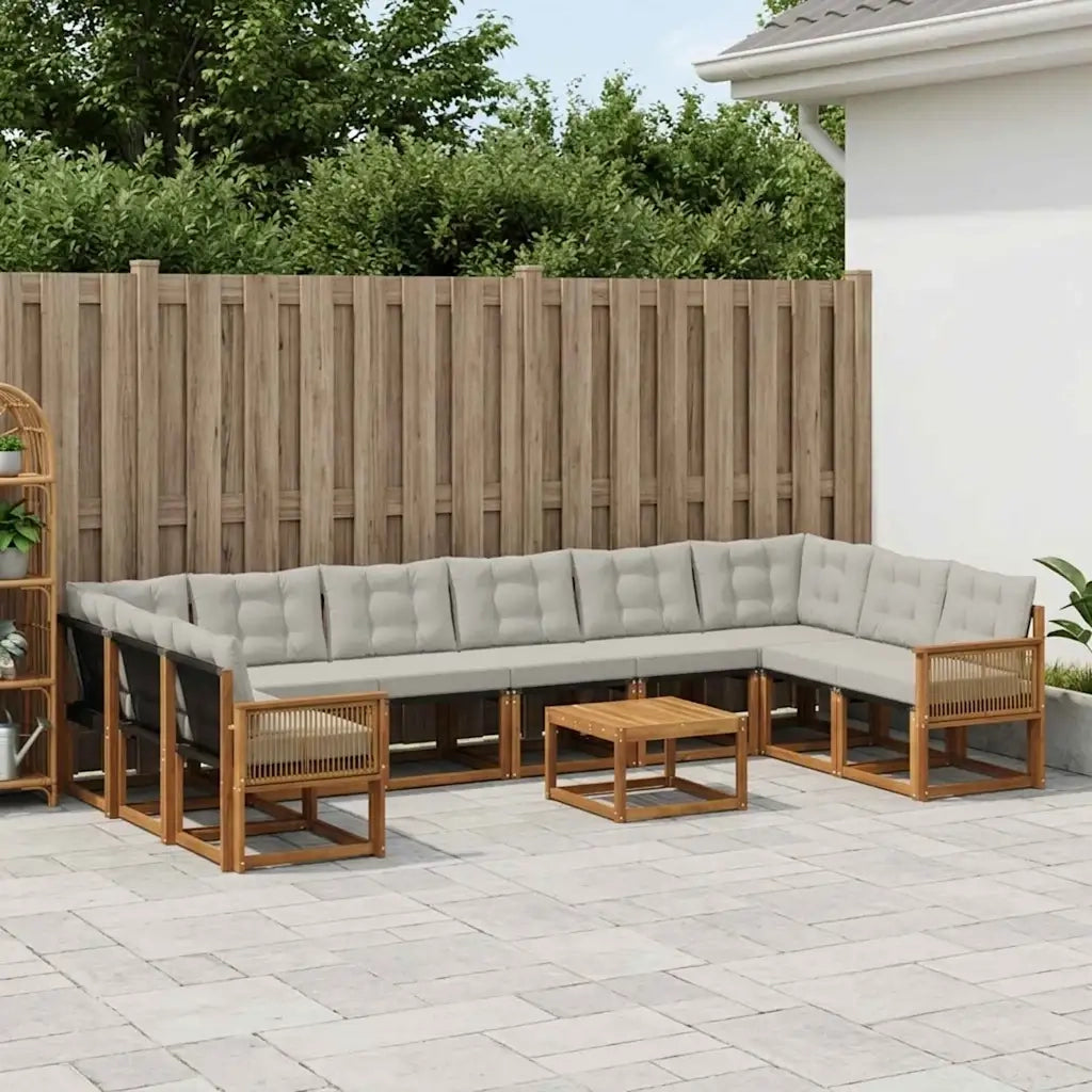Set di divani da esterno 11 pcs Naturale e Grigio Chiaro 3382259