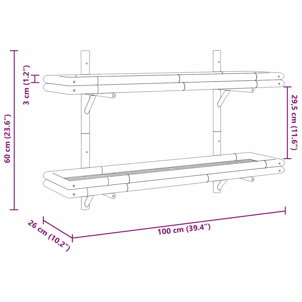 Scaffale da parete Marrone 100 x 26 x 60 cm Bambù 4107162