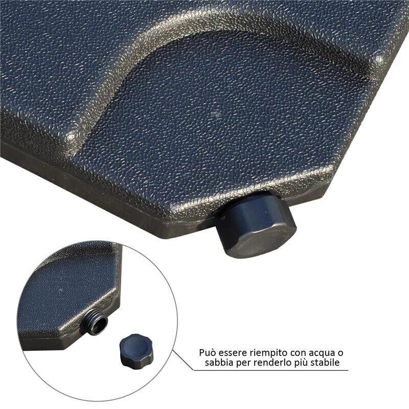 SET 4 PZ BASE PER OMBRELLONE DA GIARDINO IN PLASTICA 50 × 50 × 7.5CM