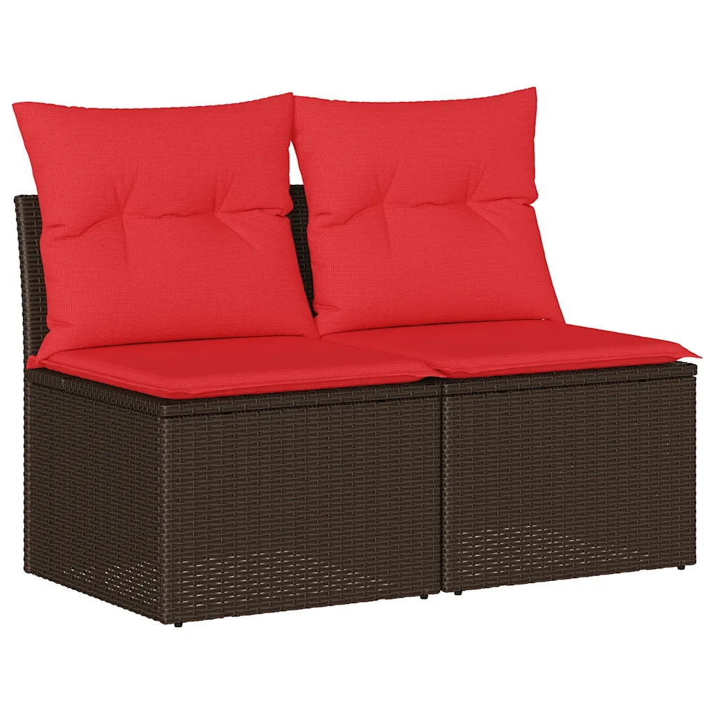 Set Divano Giardino 4 pz con Cuscini Marrone Polyrattan Acacia 3325250