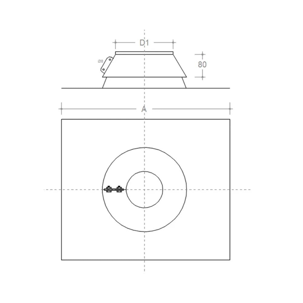 Faldale in rame da 130mm modello per tetti piani