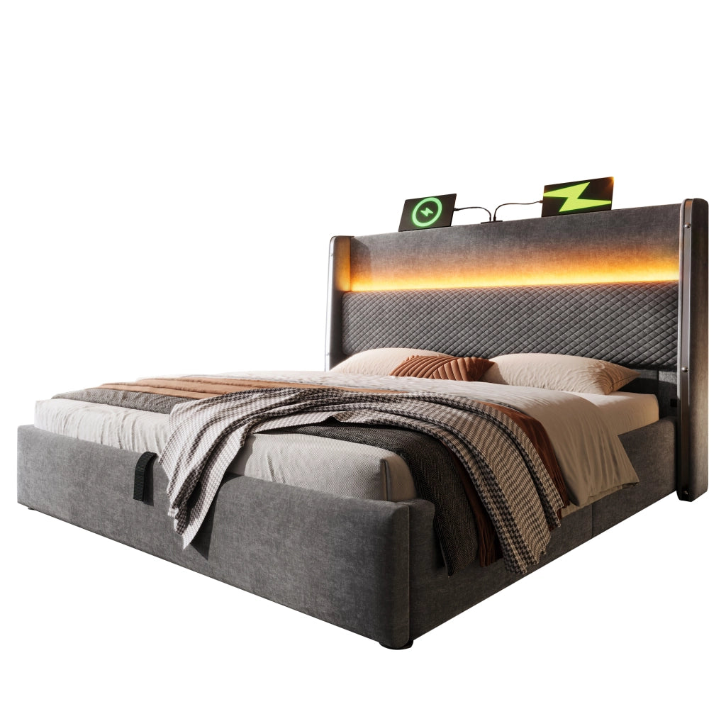 letto idraulico lino grigio 180 x 200 cm