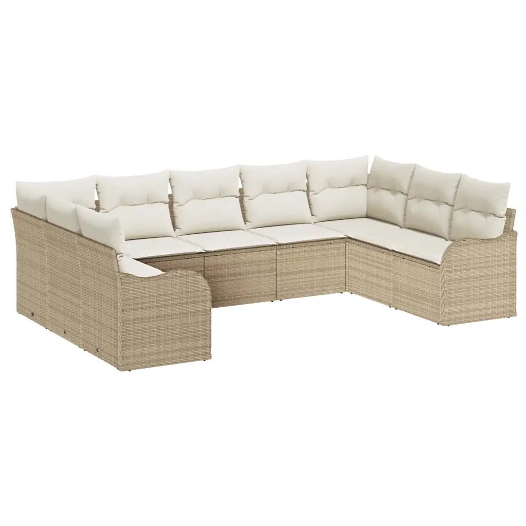 Set Divano da Giardino 9 pcs Beige e bianco polyrattan