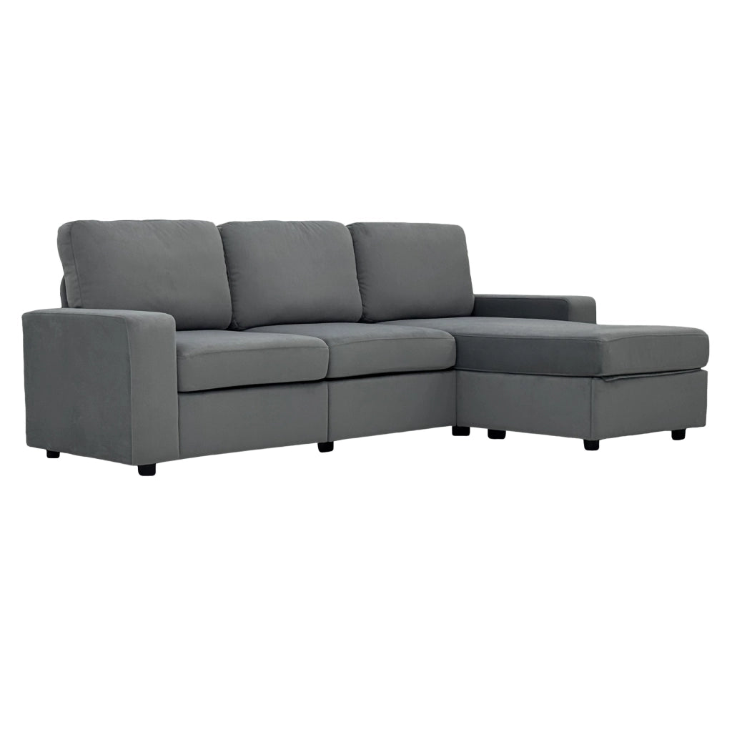 Divano Angolare con Contenitore ¨C MINIMAL ¨C Tessuto, 4 Vani, Ottomane
