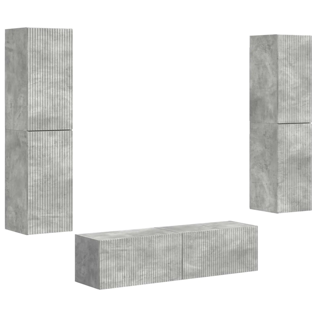 Set mobile TV 6 pcs Grigio cemento Legno multistrato 3409126