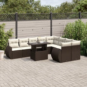 Set Divani da Giardino 10pz con Cuscini in Polyrattan Marrone 3268763