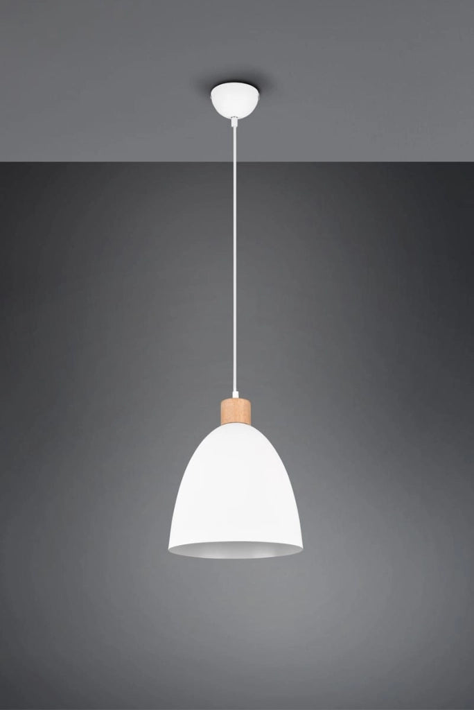 Lampada a sospensione RL JAGGER bianca Ø25 E27 metallo/legno