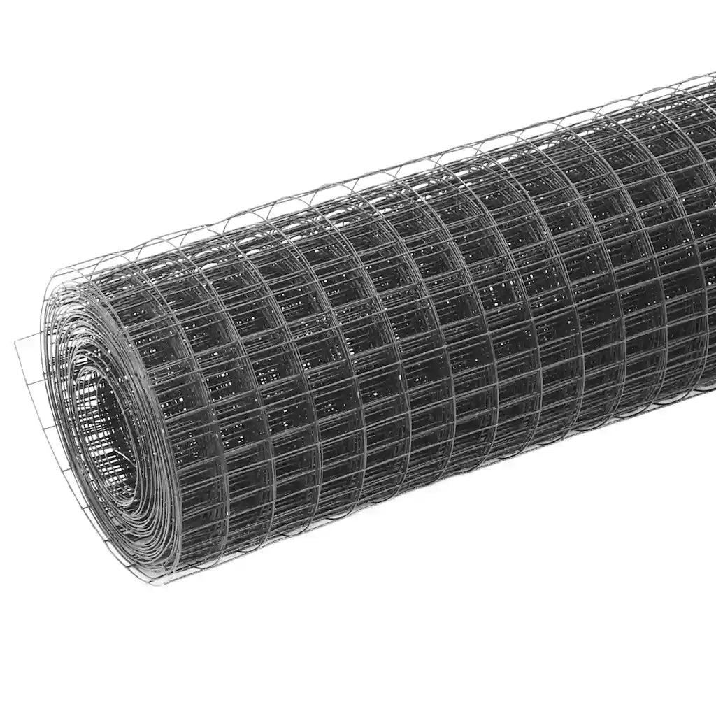 Recinzione in Rete per Pollaio in Acciaio e PVC 25x1,5 m Grigia 143658