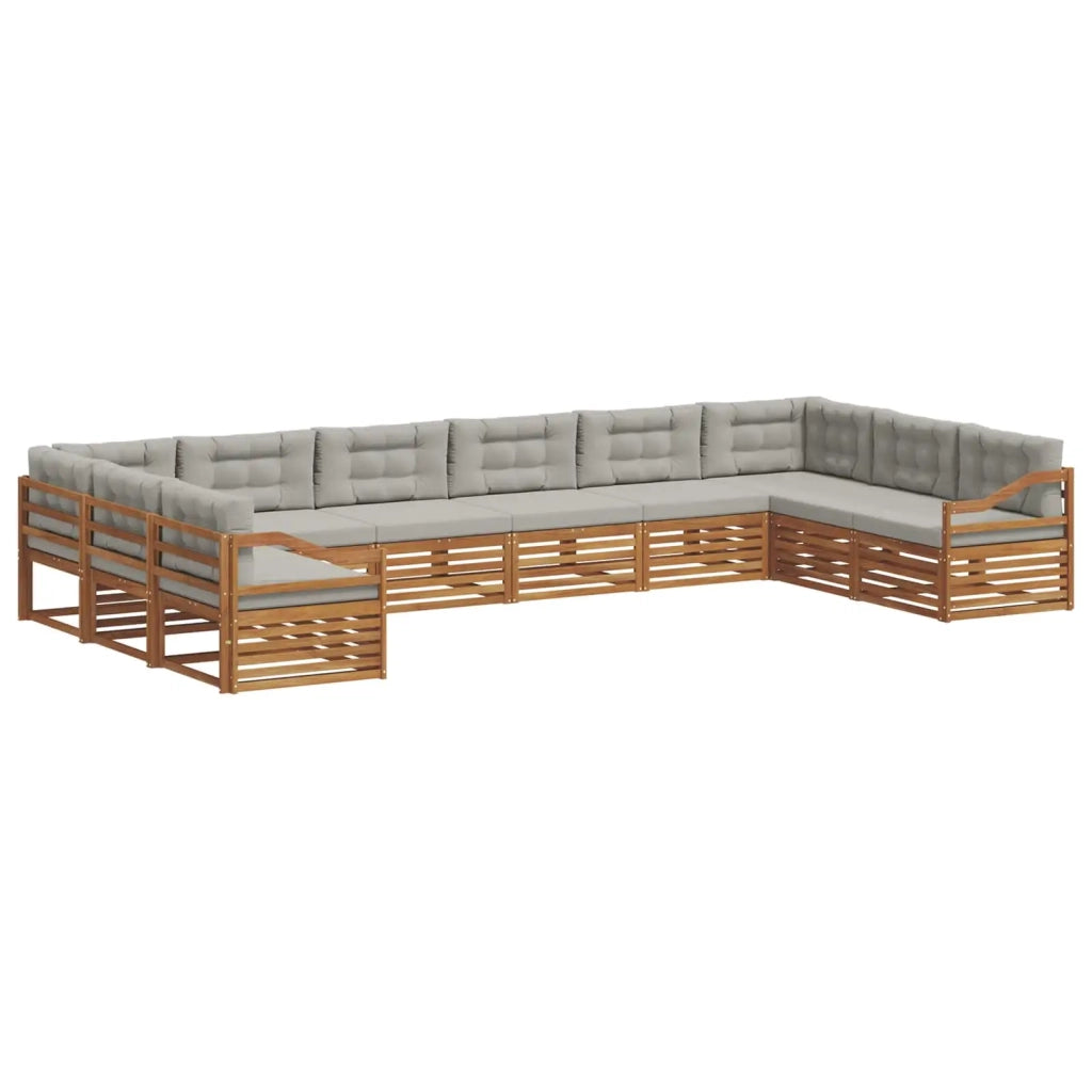 Set divani con cuscino 10 pcs Grigio Naturale e Chiaro 3374226